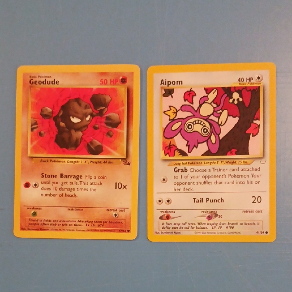 2 1990's 90's Pokemon Cards